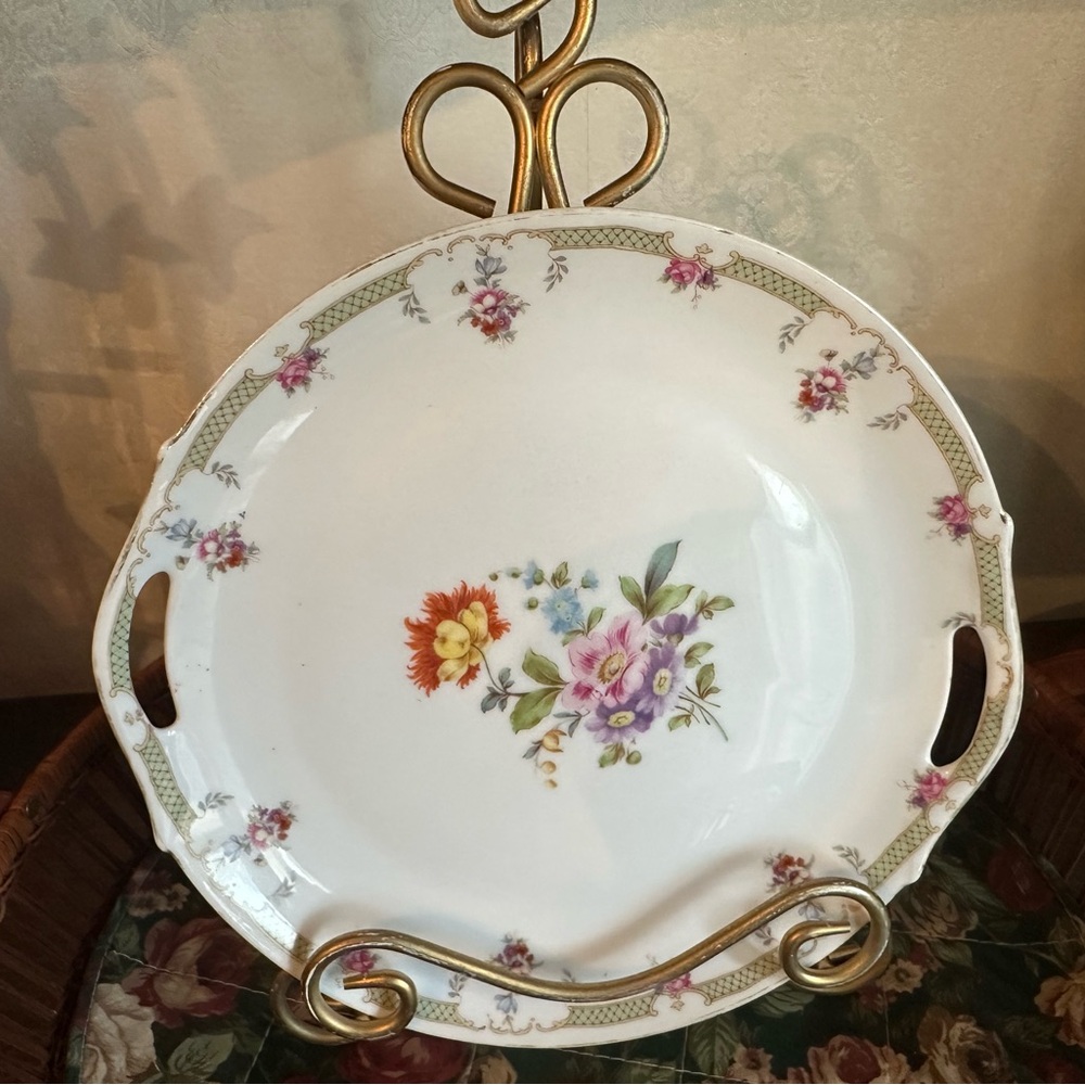 Z.S.‎ & Co. Bavaria Floral Porcelain Round Glossy Platter with Handles